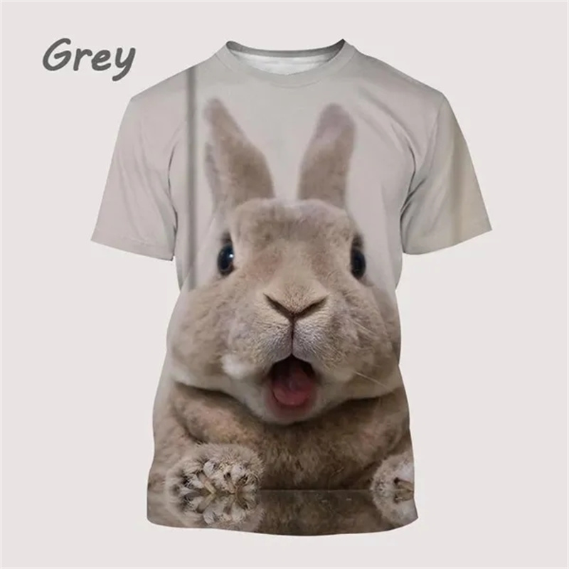 3D Printing Rabbit - Kaus gambar kartun hewan lucu 3d