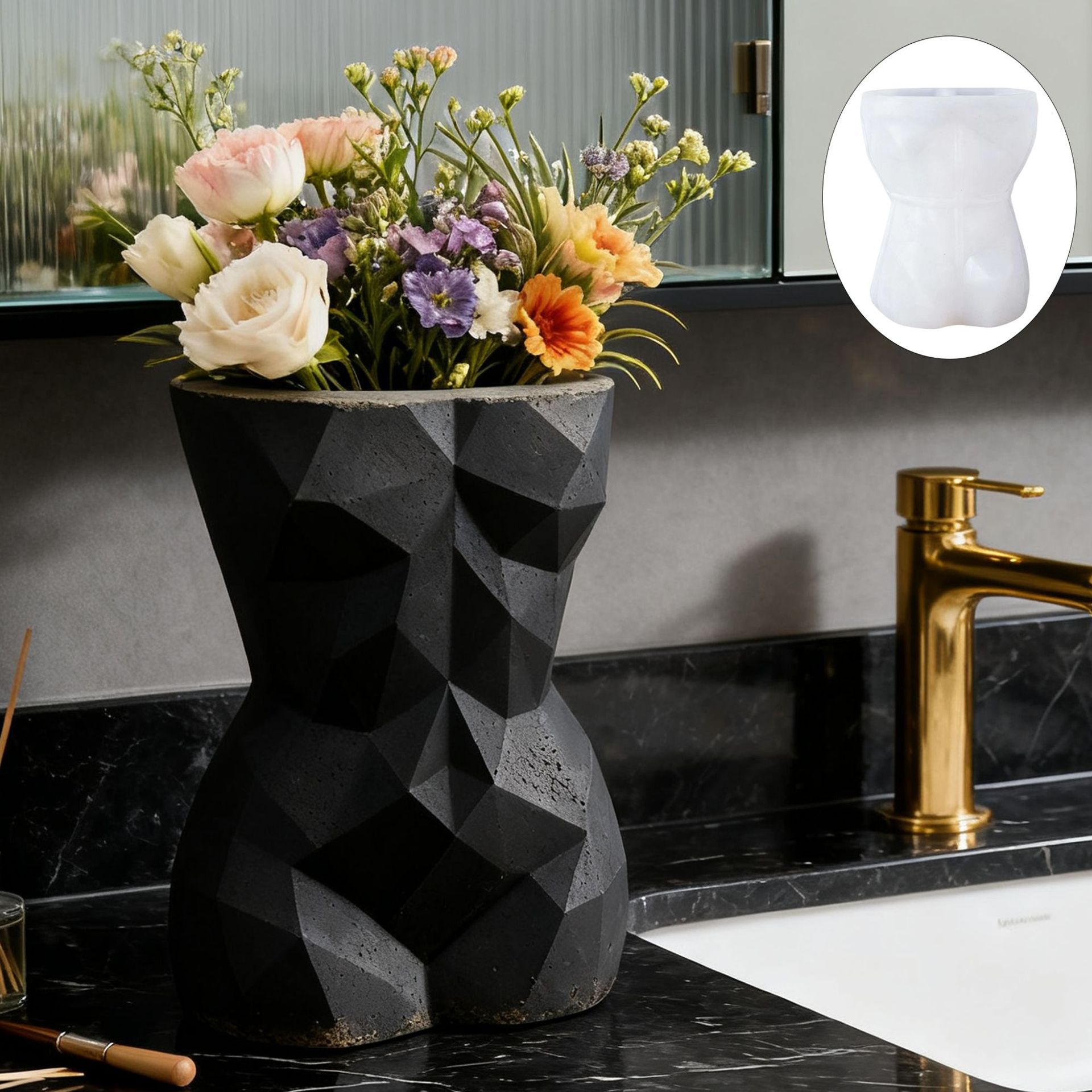 3D Printing Vase - Cetakan Silikon Pot Bunga Bentuk Tubuh