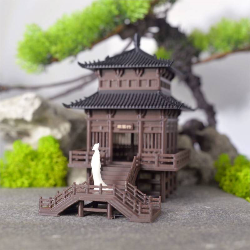 3D Printing Vase - Ornamen arsitektur Retro paviliun gaya Cina