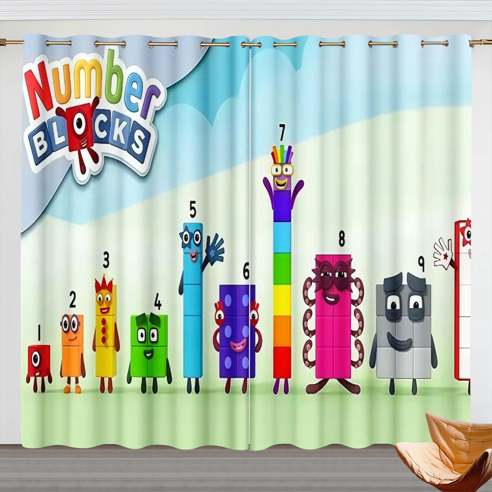 3D Printing Room - Tirai Kartun Numberblocks, Tirai Blackout Kamar
