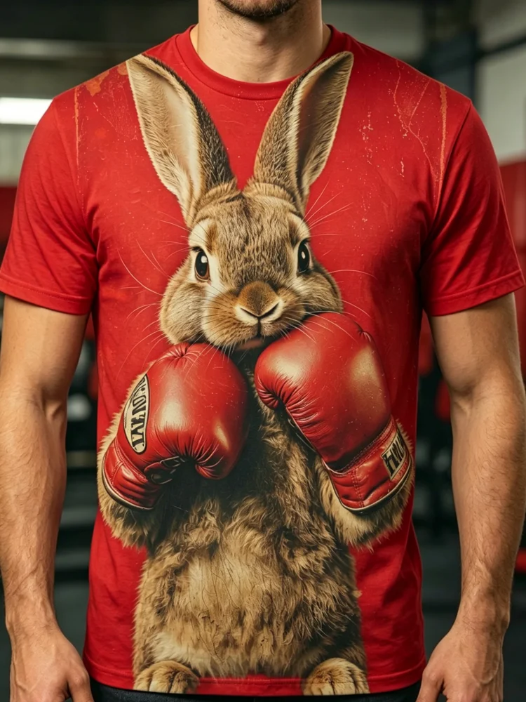 Kaos Pria 3D Boxing Rabbit Pri - 3D Printing Rabbit ulasan dan harga