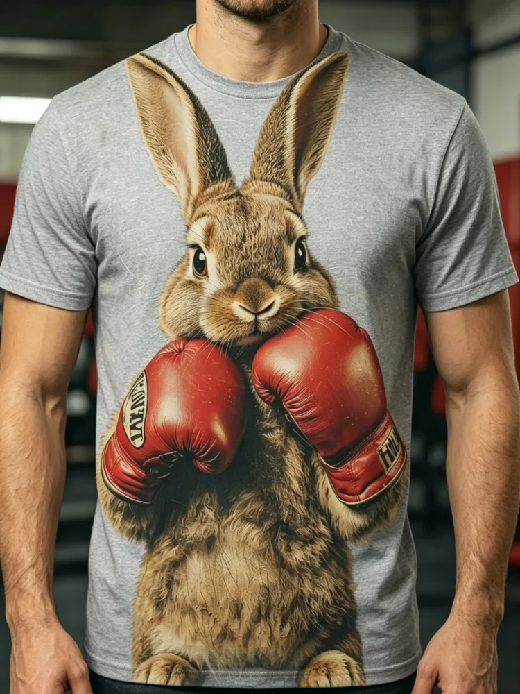 Kaos Pria 3D Boxing Rabbit Pri - 3D Printing Rabbit ulasan dan harga