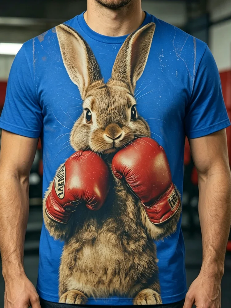 Kaos Pria 3D Boxing Rabbit Pri - 3D Printing Rabbit ulasan dan harga