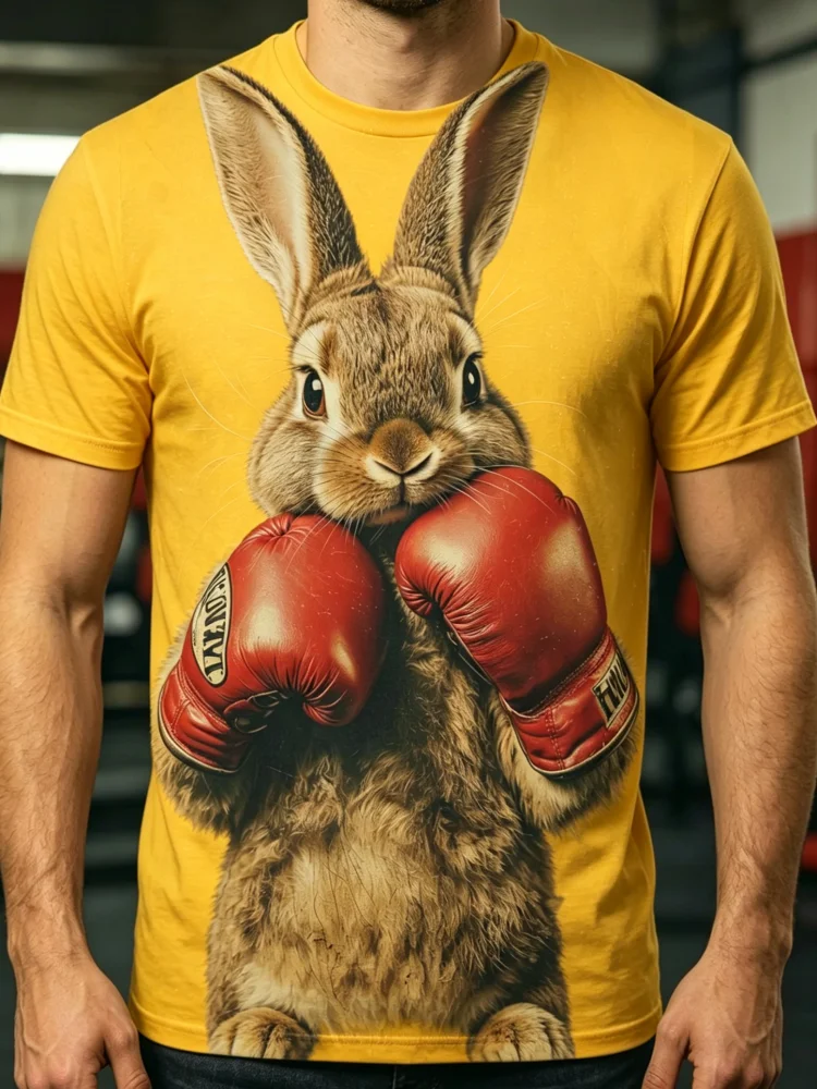 Kaos Pria 3D Boxing Rabbit Pri - 3D Printing Rabbit ulasan dan harga
